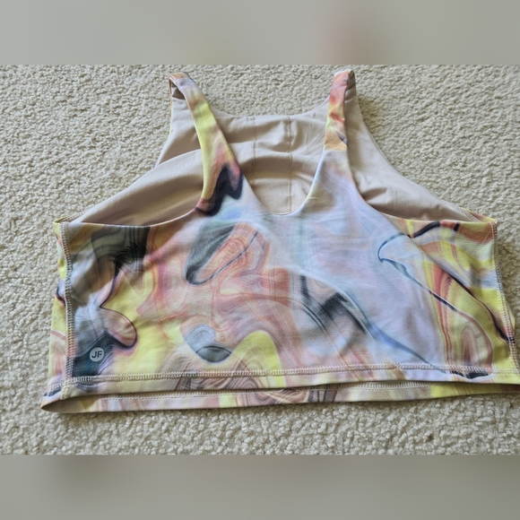 🌈 JF Active Lined Marbled Colorful Crop Top Sports Bra - Picture 4 of 8